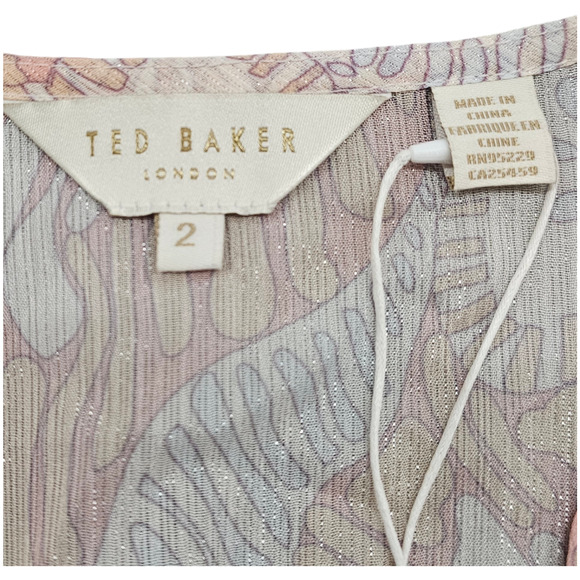NWT Ted Baker Romper Womens Size 6 Ted Baker Size 2 Irvete Printed Ruffled Boho - Picture 9 of 15
